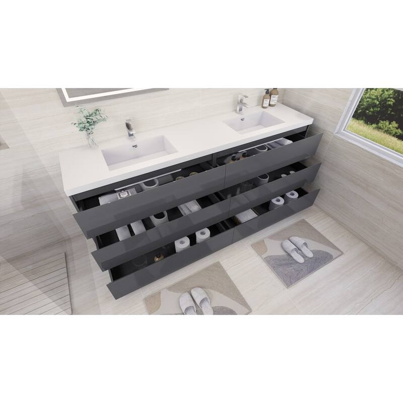Aron 84'' Freestanding Vanity with Double Reinforced Acrylic Sink