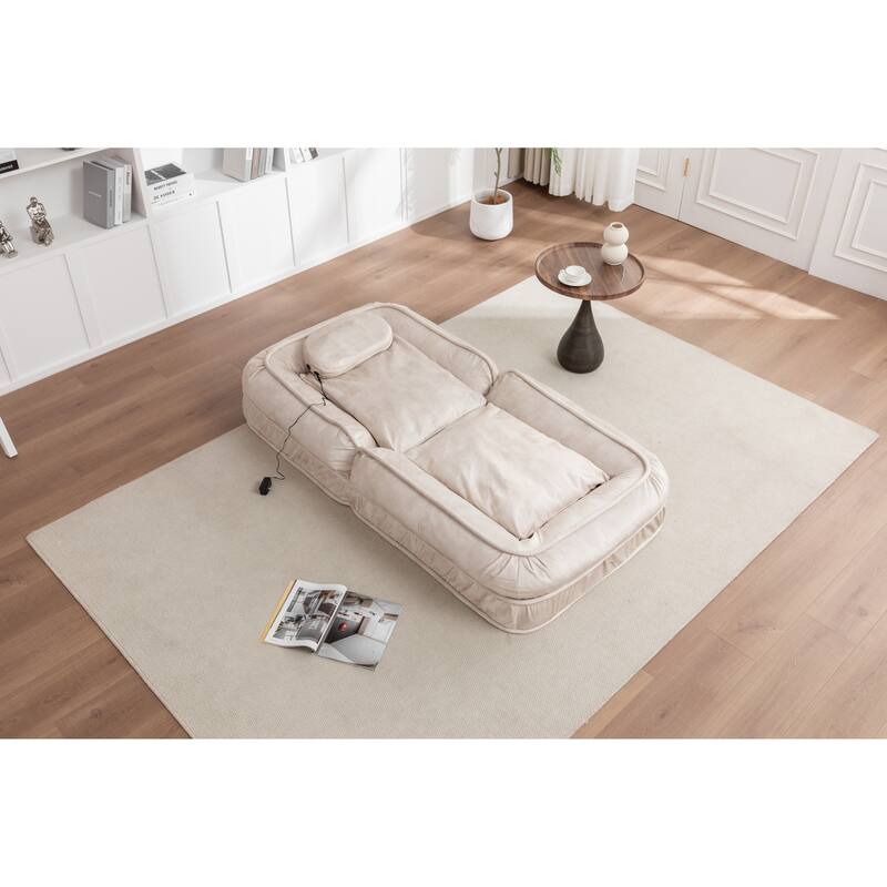 Upholstered Dog Bed with 5 Adjustable Positions, Massage Pillow & 2 Soft Pillows