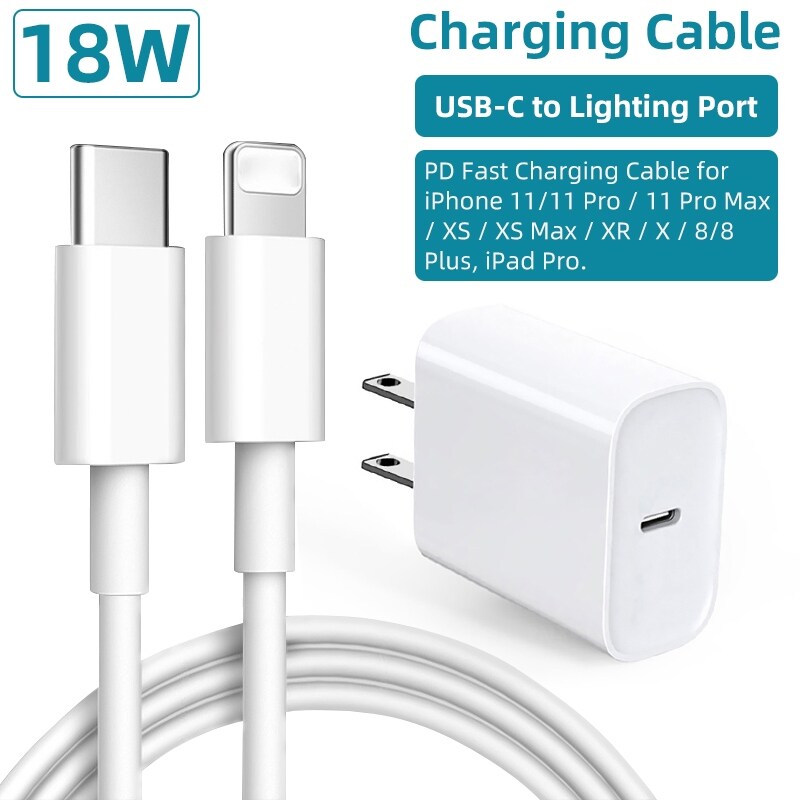 18w Power Charger Pd Usb C Fast Charger Lighting Port Cable Data Cable Pd Fast Charging Cable For Iphone12 Ipad Pro Overstock 18w Power Charger Pd Usb C Fast Charger Lighting Port Cable Data Cable Pd Fast Charging Cable For Iphone12 Ipad Pro Overstock