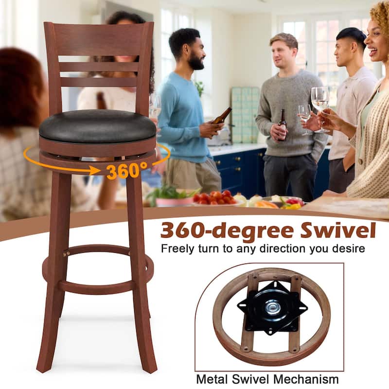 Set of 4 Bar Stools Swivel Bar Height Dining Chairs with Footrests