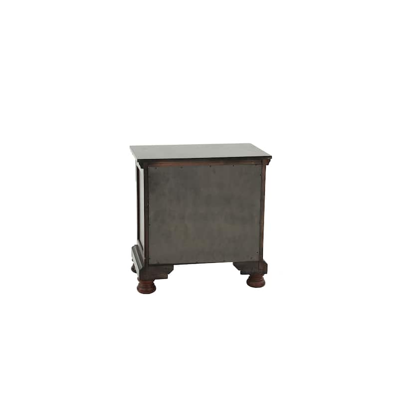 Antique Cherry Wood Nightstand, 2-Drawer Bedside Table for Bedroom, Elegant Traditional Style