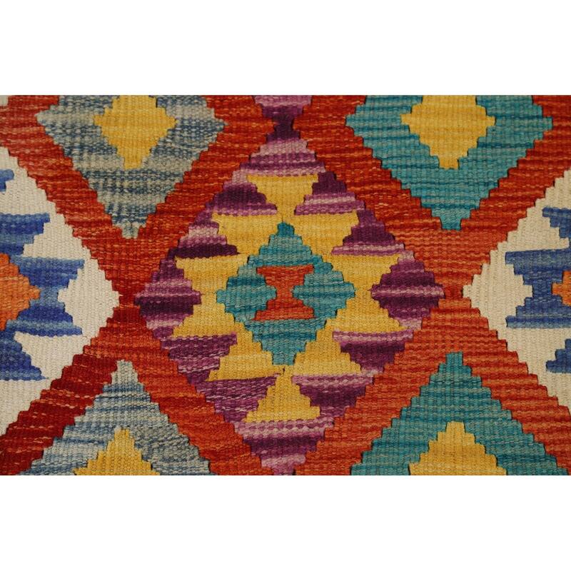 All-Over Kilim Oriental Area Rug Flatweave Wool Carpet - 8'5" x 9'5"