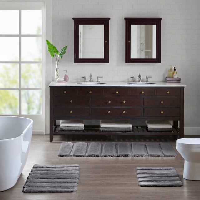 Madison Park Tufted Pearl Channel Solid Bath Rug - 17x24" - Grey