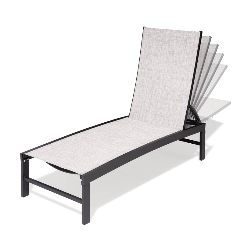 Pellebant Adjustable Aluminum Patio Chaise Lounge Chairs Outdoor (Set of 2)