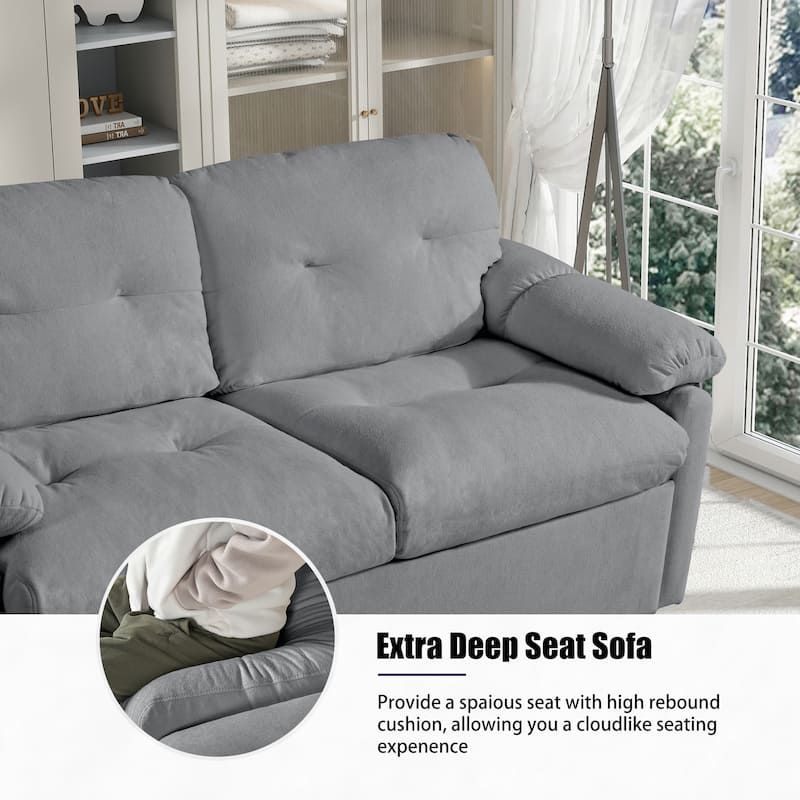 71.65" Chenille 3-in-1 Convertible Sleeper Sofa Bed with Storage Pocket