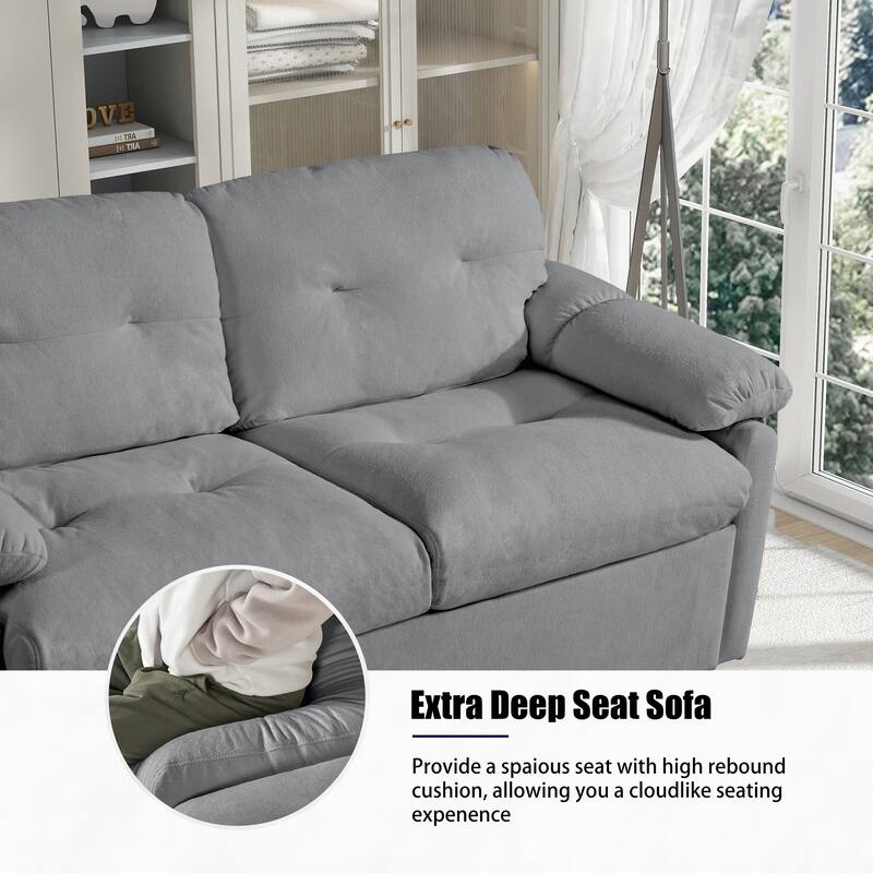 Rustic Sleeper Sofa Couch Loveseat Sofa Couch with Pull-Out Bed, Convertible Couch Sofa Bed with Storage