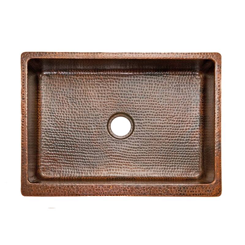 30-in Hammered Copper Kitchen Apron Single Basin Sink with Matching Drain and Accessories (KSP3_KASDB30229)
