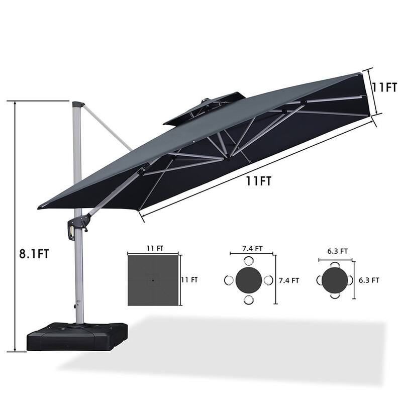 PURPLE LEAF 11 ft Square Patio Offset Umbrella