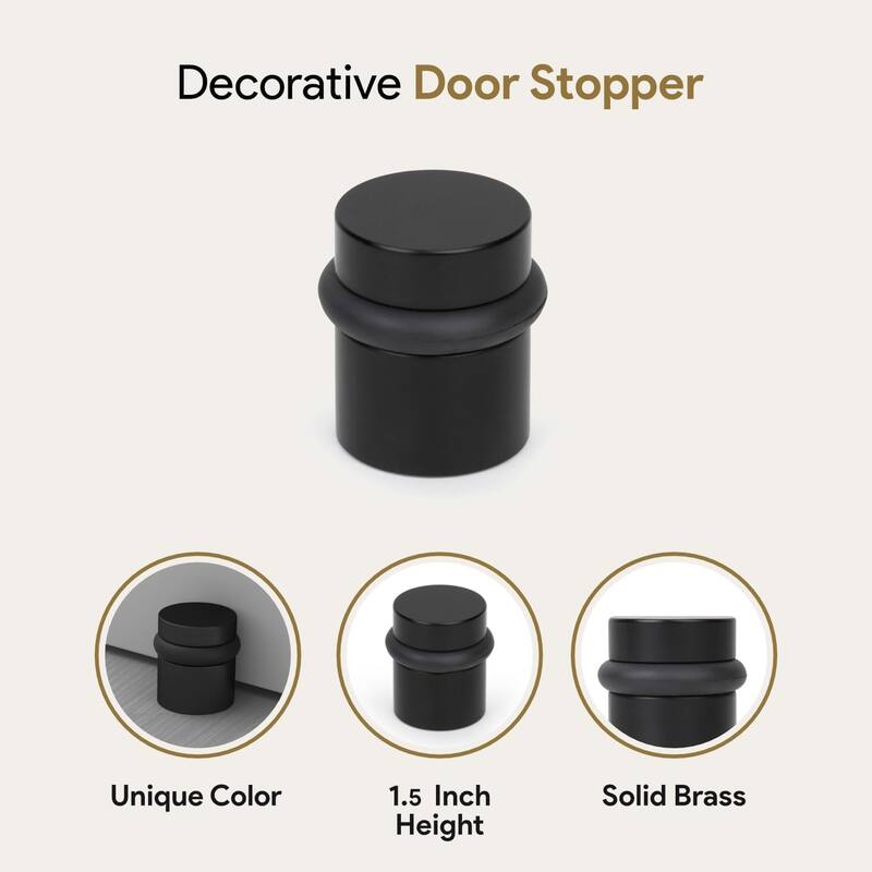 Mega Handles Round Floor Mounted Door Stopper – Solid Brass Decorative Door Wall Protector with Mounting Kit Included