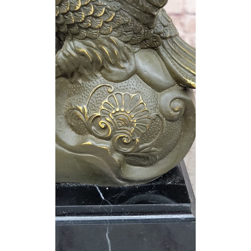 Bronze Eagle Statue Majestic Wildlife Sculpture Decor On Marble Base