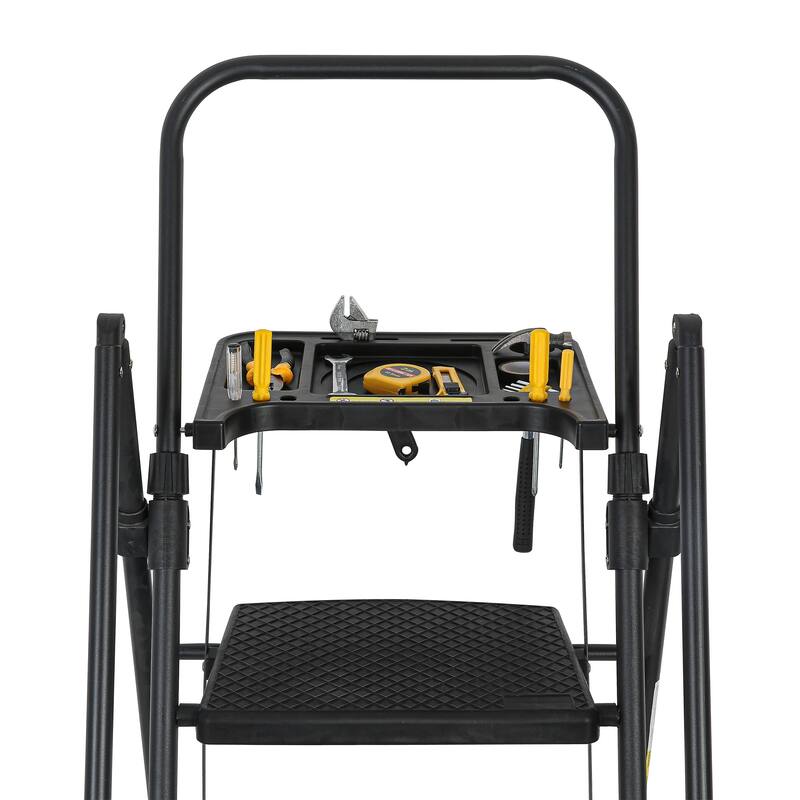 5-step Foldable Ladder with Tool Tray and Wide Non Slip Pedals