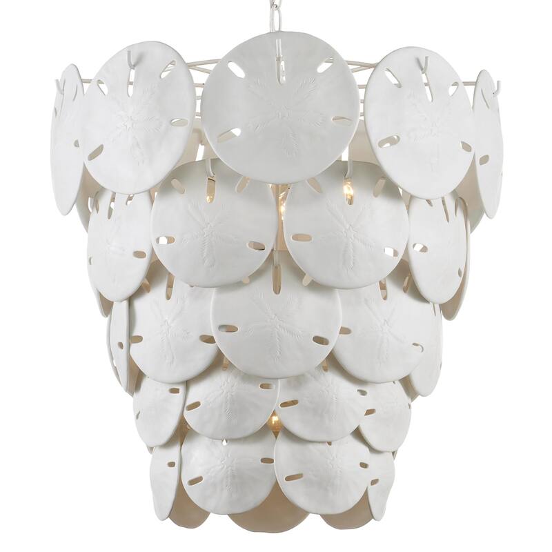 Currey & Company Tulum White Chandelier - 22"h x 20"dia