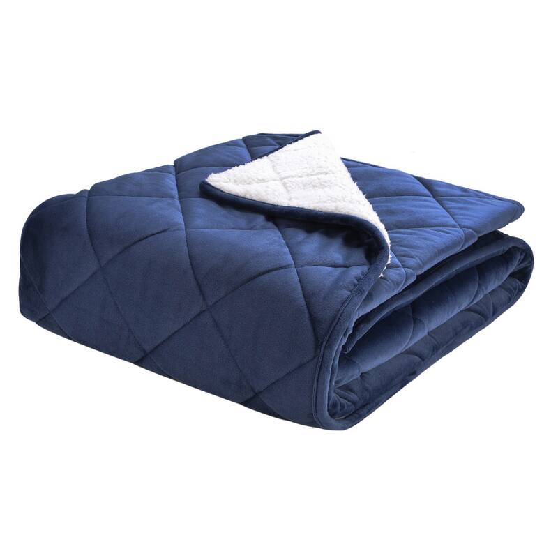 Velvet and Sherpa Quilted Foot Pocket Throw