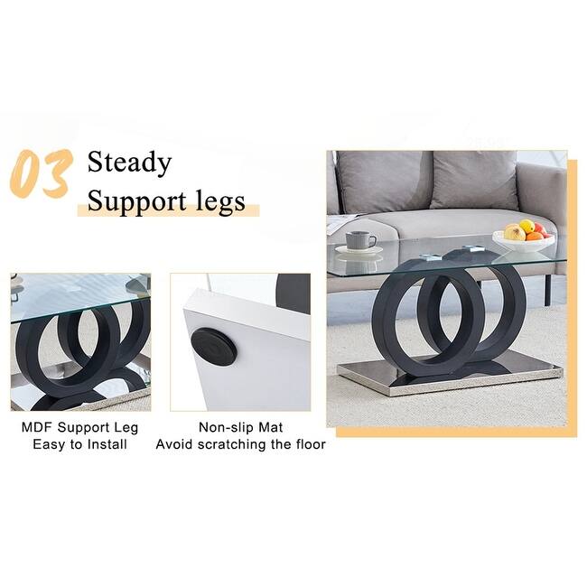 Stylish MDF Coffee Table with Glass Top for Versatile Living Spaces