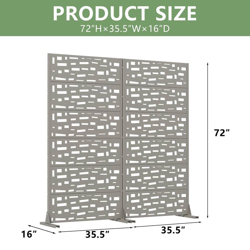 Outdoor Metal Privacy Screen Fence Panel Set of 2