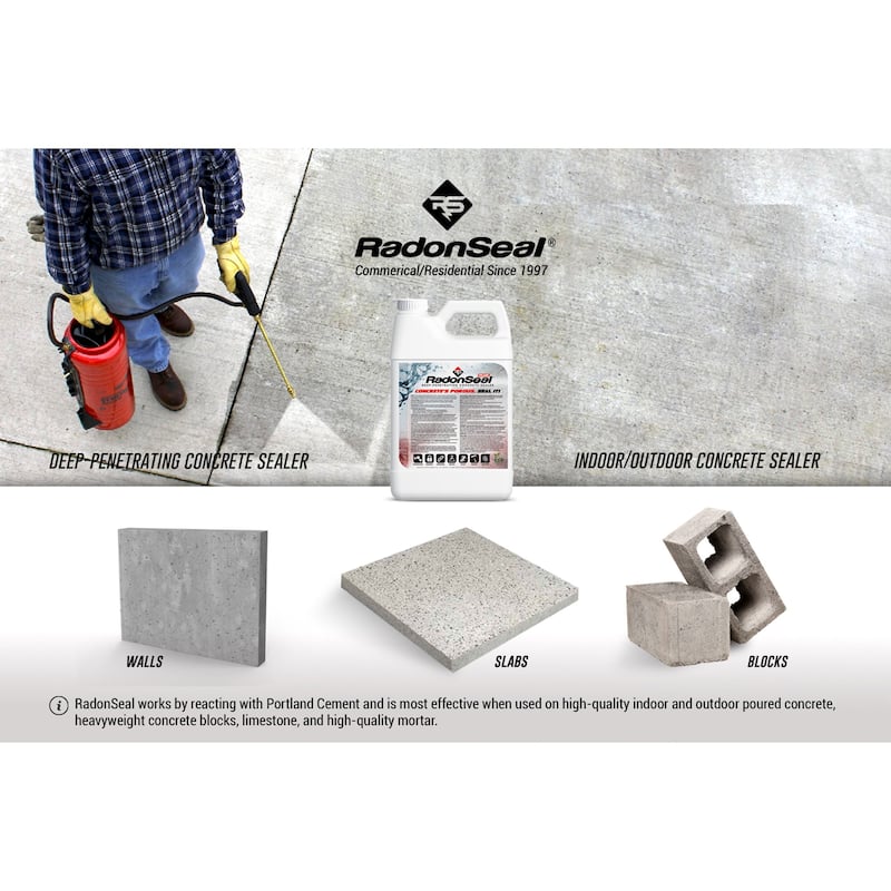 RadonSeal Deep Penetrating Concrete Sealer for Basement Walls (2.5 Gallons) - 7' x 9'