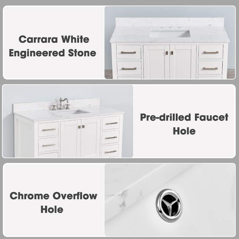 OpalithD 48 in. Bathroom Vanity with Sink, Wood Bath Cabinet with Top