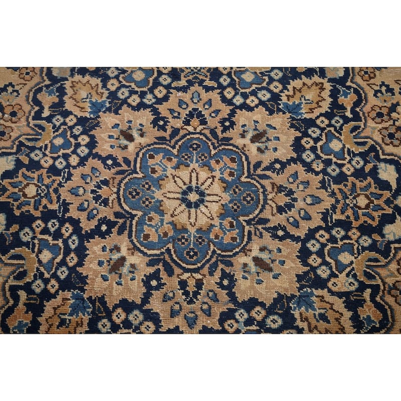 Traditional Mashad Vintage Persian Area Rug Hand-Knotted Wool Carpet - 9'6" x 12'6"