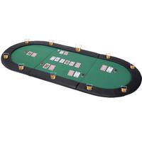Costway 79''x36'' Portable Tri-Fold Oval Padded Poker Table Top Folding With Carrying Case - Green
