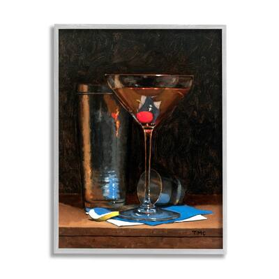 Stupell Martini Glass Drink Mixer Detailed Still Life Framed Wall Art - Brown