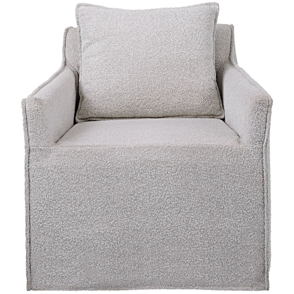Uttermost 23658 Avila 28"W Contemporary Boucle Slipcover Swivel Accent