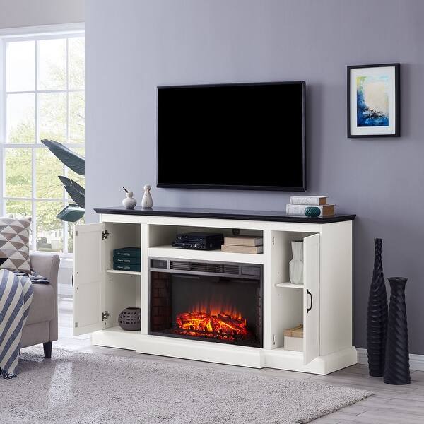 Shop 66 5 White And Black Contemporary Rectangular Fireplace