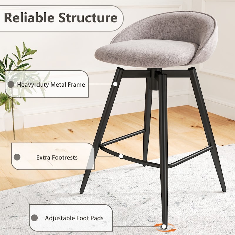 Gymax 25'' Upholstered Bar Stools Set of 2 w/ Footrest Backrest &