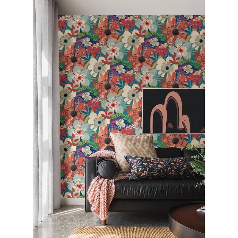 Janis Indigo Floral Riot Wallpaper