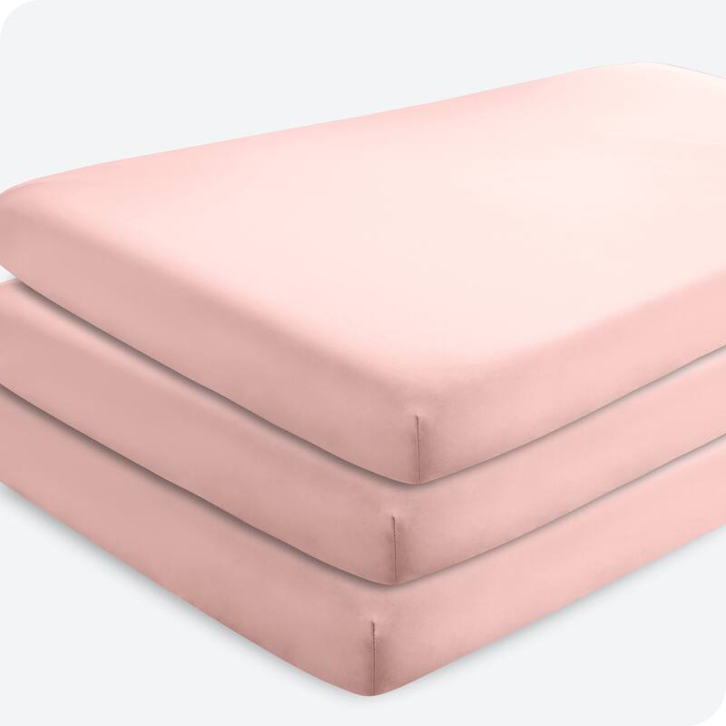 Bare Home Solid Ultra-Soft Crib Fitted Sheet - Crib - 3 Pack - Pink Slipper
