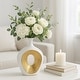 preview thumbnail 2 of 12, Modern Ceramic Textured Oval Cut-Out Vase - Home Decor - 13"