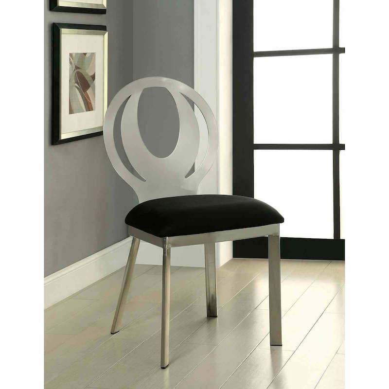Modern Silver Black Finish Oval Back Side Chairs Set