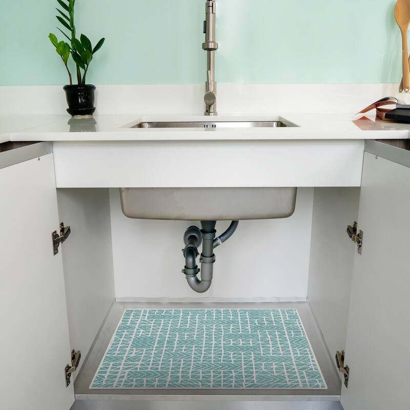 Under Sink Mat - Ultra-Absorbent Cotton Shelf Liners For Kitchen Cabinets - 2X3 feet - Light Teal