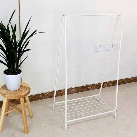 Metal Single Layer Coat Hanger with Storage Shelf at the Bottom