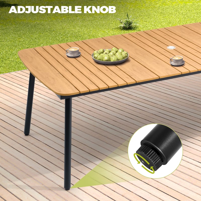 7/9PC Patio Dining Table Rectangular Aluminum Outdoor Table with Folding Chairs