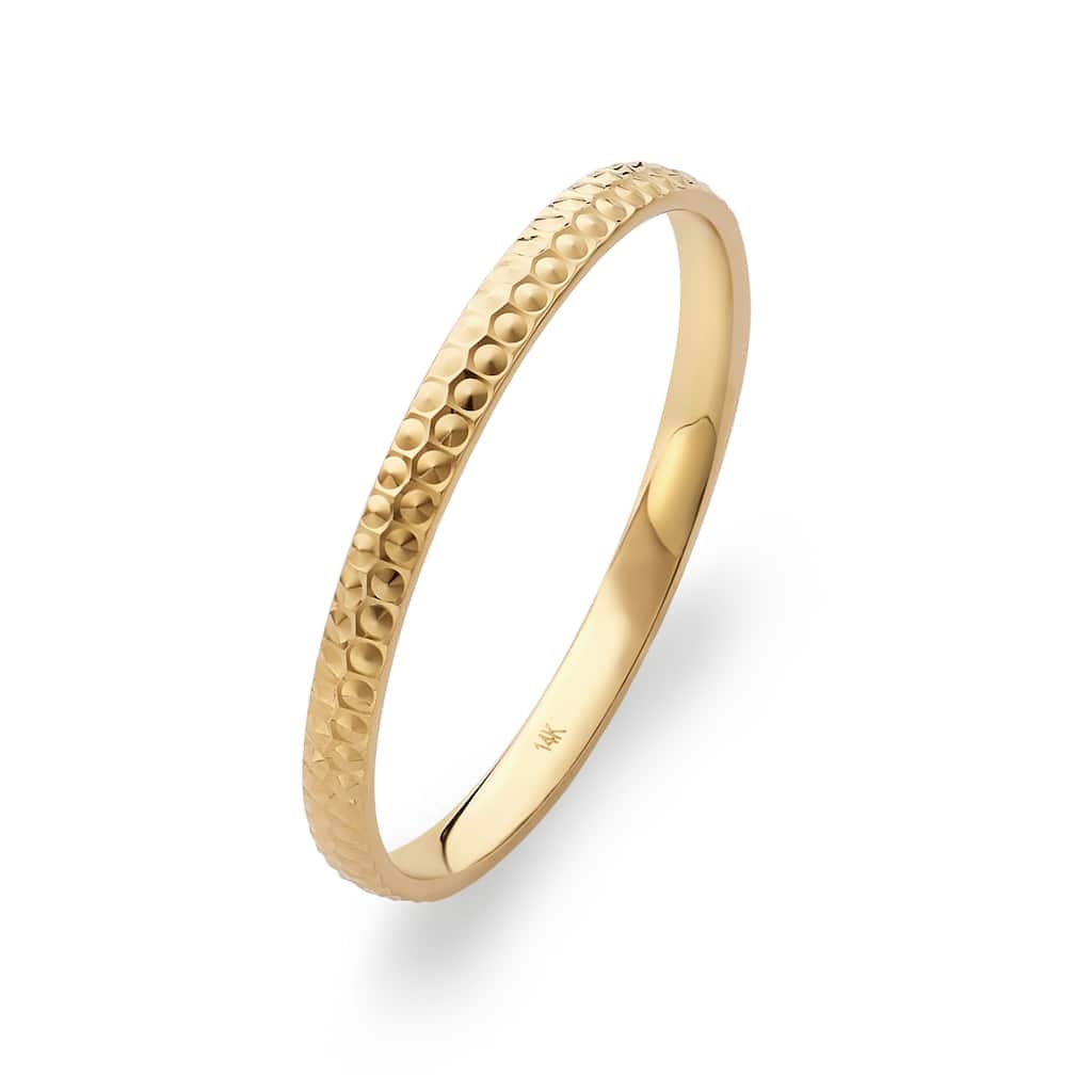 Clover 14K Gold Diamond-Cut Wedding Band & Stacking Ring 2mm