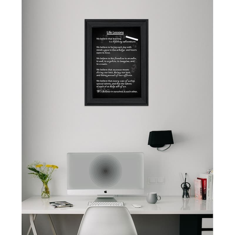TrendyDecor4U Farmhouse "Life Lessons" Framed Print Wall Art - Black/White