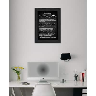 TrendyDecor4U Farmhouse "Life Lessons" Framed Print Wall Art - Black/White