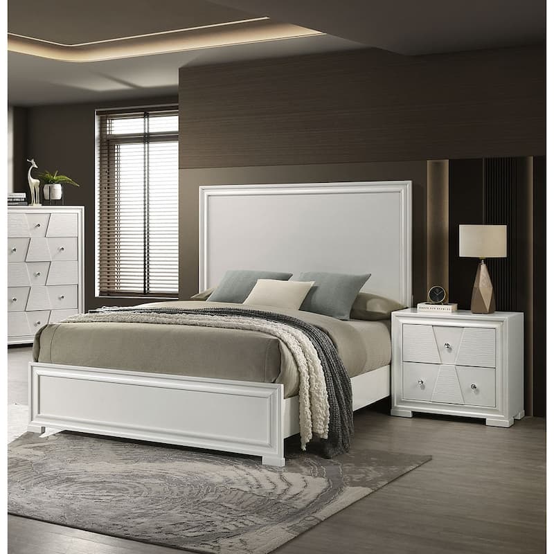 White Finish 1PC Modern Bed