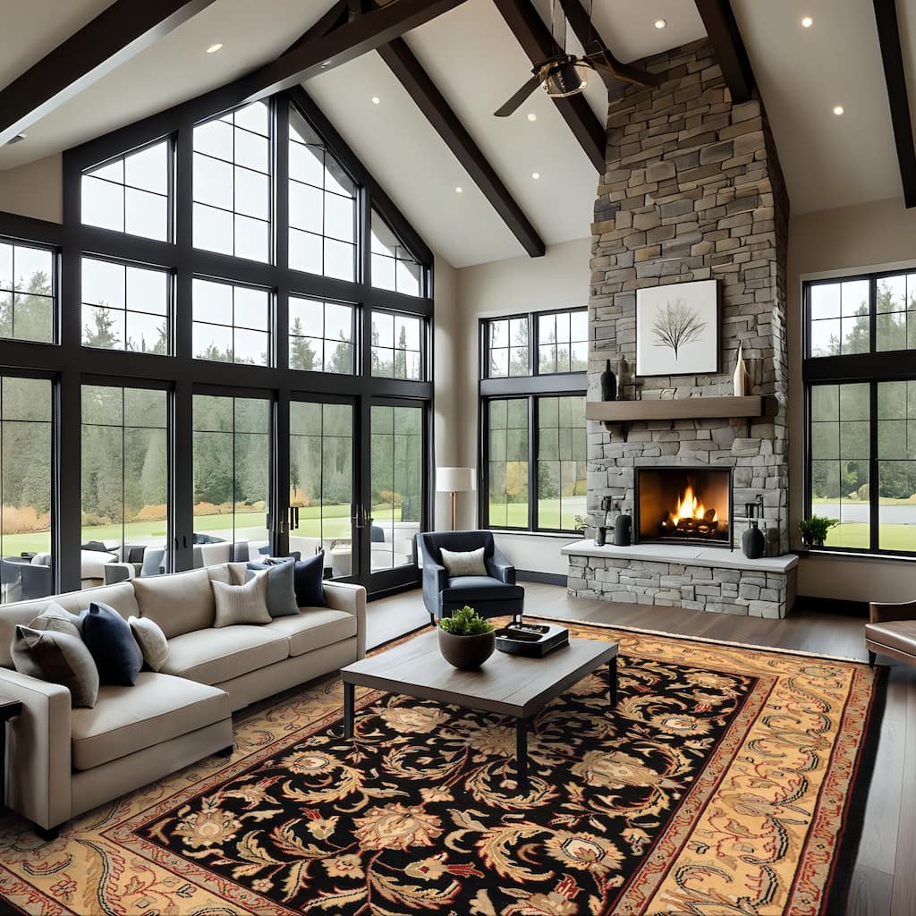 5'11''x8'11'' Hand Knotted Wool Black Agra Traditional Botanical Area Rug - 5' 11'' x 8' 11''