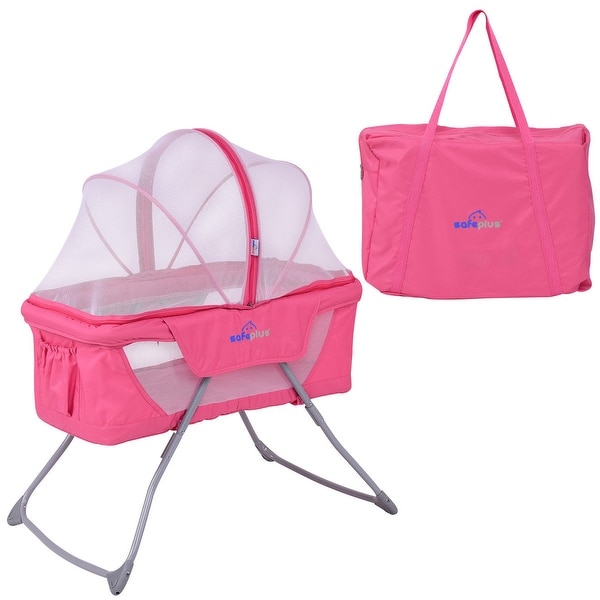 Costway Lightweight Foldable Baby Bassinet Rocking Bed Mosquito
