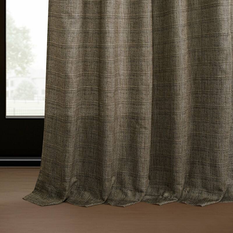 Exclusive Fabrics Raw Linen Weave Light Filtering Curtains for Bedroom & Living Room Curtains Pair - 2 Panel Drapes