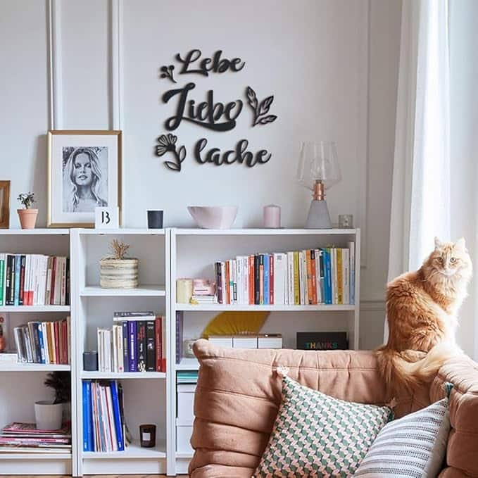 Lebe Liebe Lache Metal Wall Art - German Inspirational Quote, 6-Pieces