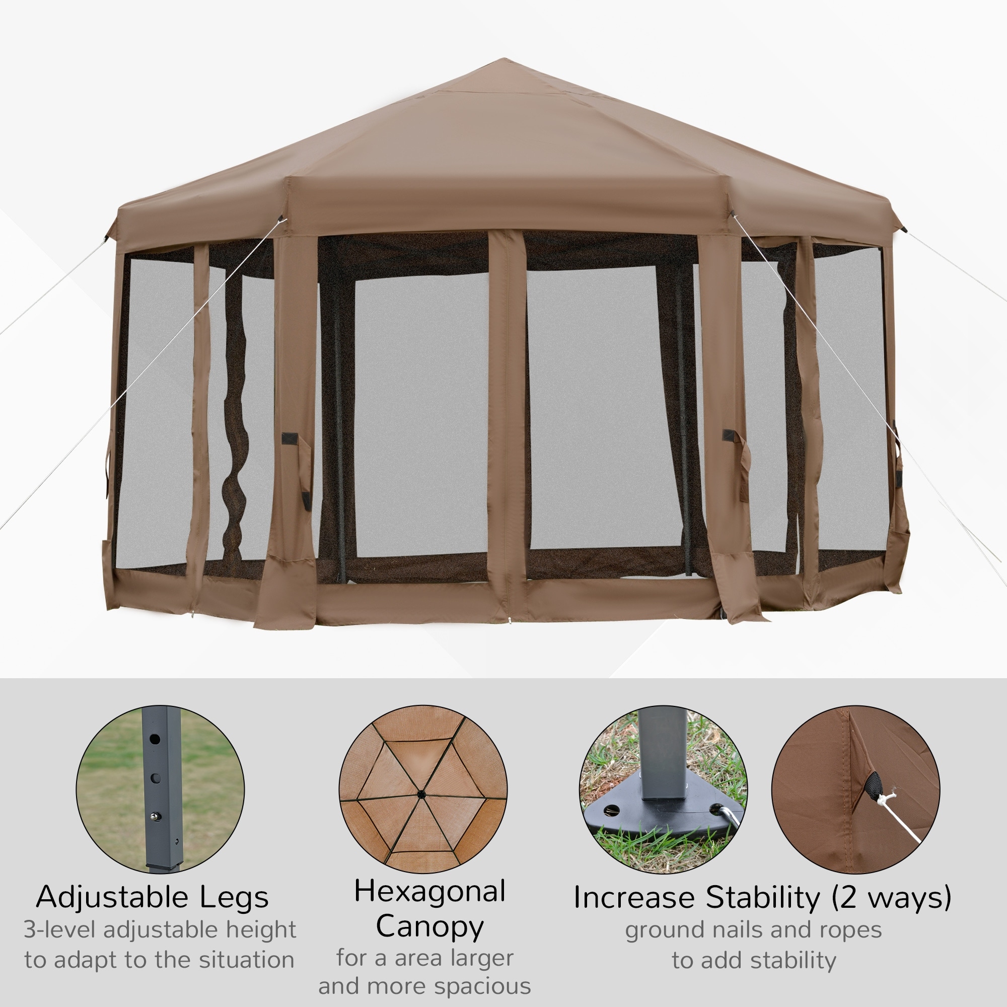 Outsunny 13' x 11' Hexagonal Pop Up Gazebo