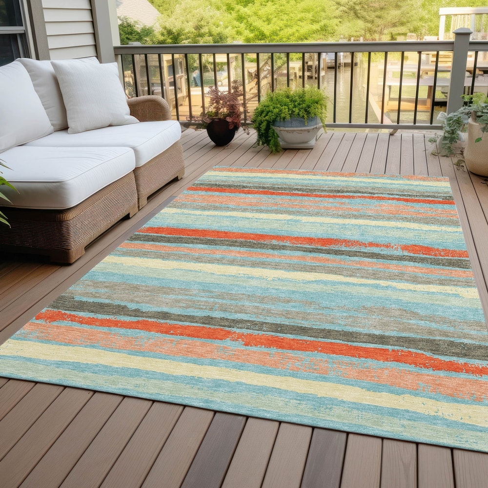 Machine Washable Indoor/ Outdoor Chantille Stripe Rug