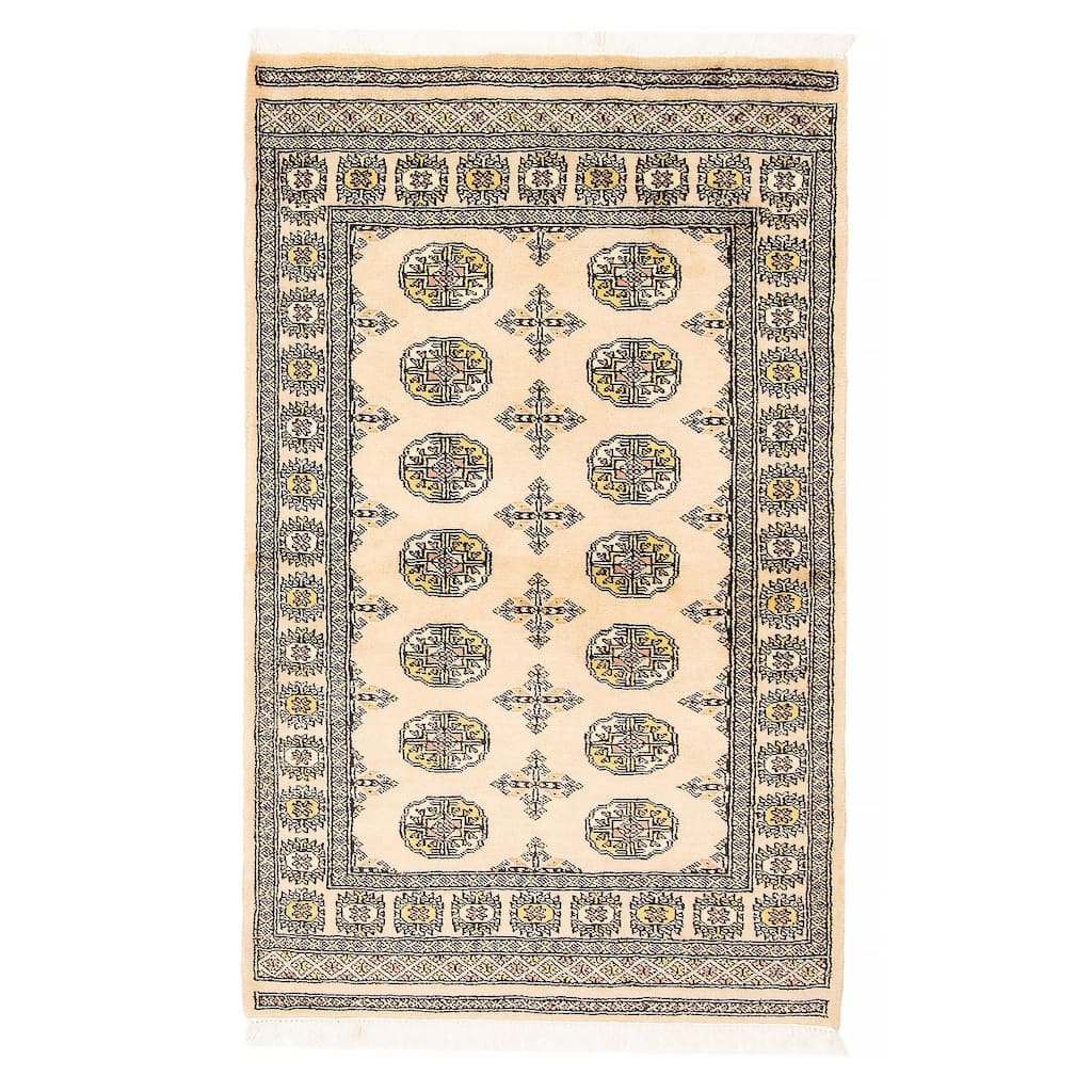 ECARPETGALLERY Hand-knotted Peshawar Bokhara Beige Wool Rug - 3'2 x 5'1