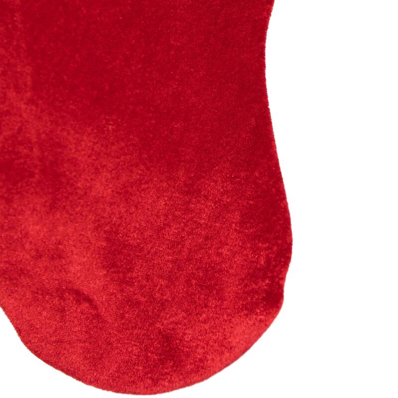 20" Red and White Velveteen Santa Claus Belt Buckle Christmas Stocking