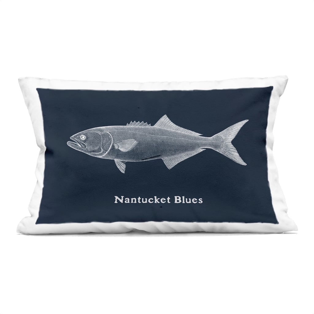 Stupell Nantucket Blues Fish Decorative Printed Throw Pillow Design by Phillipa Katz