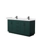 preview thumbnail 96 of 114, Miranda Double Vanity Set, Cultured Marble Top, No Mirror 66-Inch Double - Green, Black Trim, Carrara Cultured Marble Top
