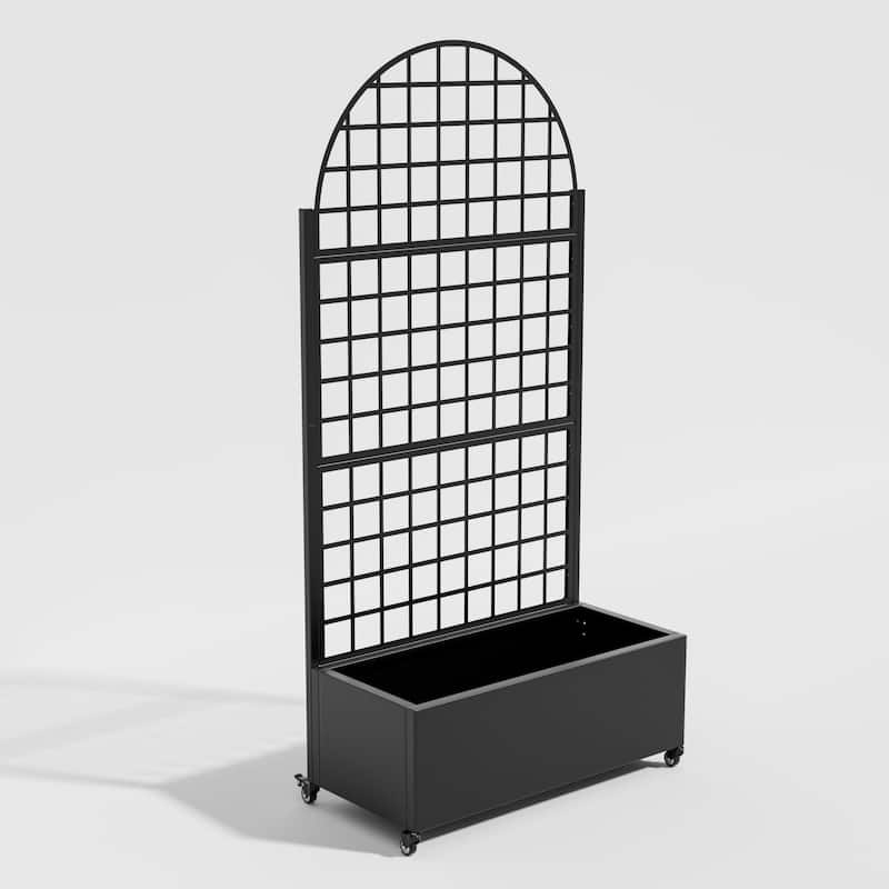 Movable Raised Garden Bed with Trellis and Lockable Wheels - 71*35