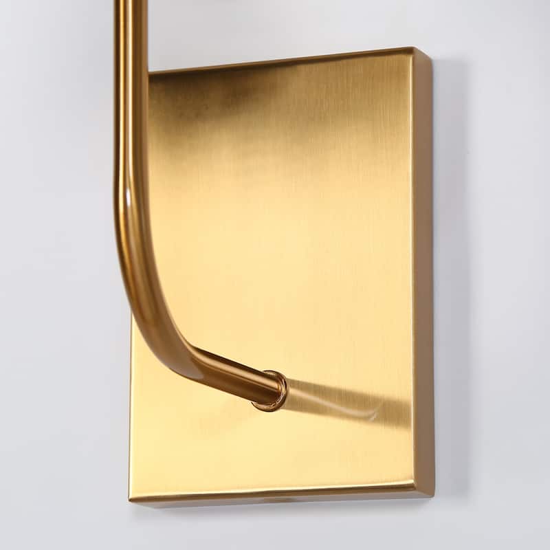 Modern Gold 1-Light Cylinder Glass Wall Sconce Bathroom Vanity Light - W 4.3" x H 16.7" x D 7.1"